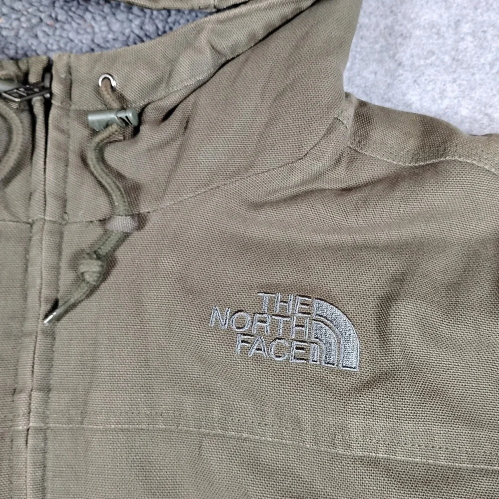 The North Face Mens Brown Cotton Canvas Sherpa Lined Hooded Workwear Jacket L